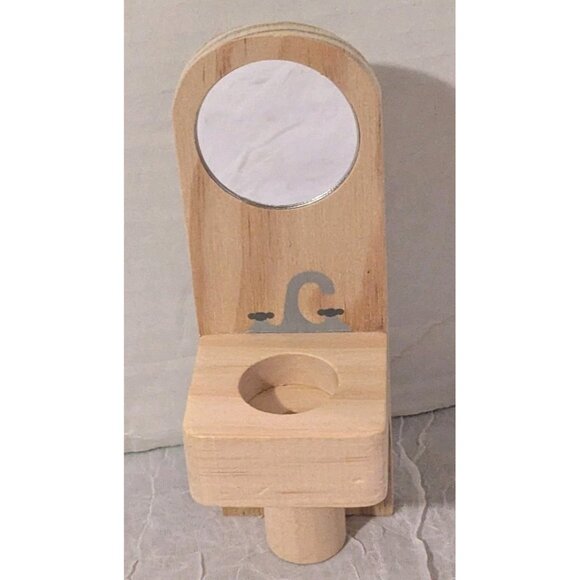 Le Toy Van Wooden Dollhouse Bathroom Toilet Tub Sink Mirror Rug Mini Set Of 4 - Picture 2 of 12